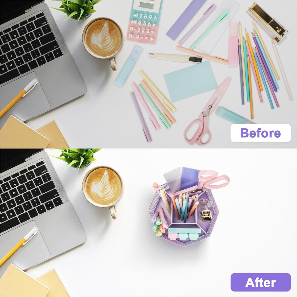 Exerz Desk Organizer 360 Rotating Pen Holder Storage Caddy Light Purple
