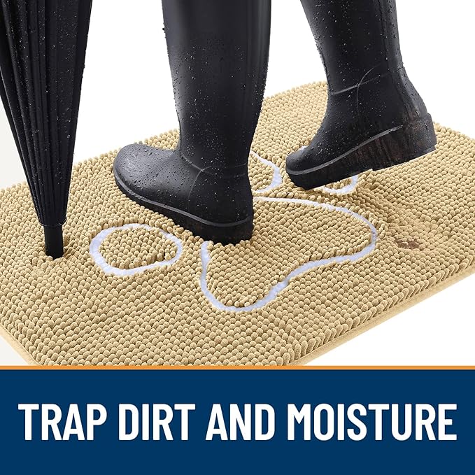 OLANLY Dog Door Mat for Muddy Paws 44x32, Paw Print Design, Absorbs Moisture - Image 2