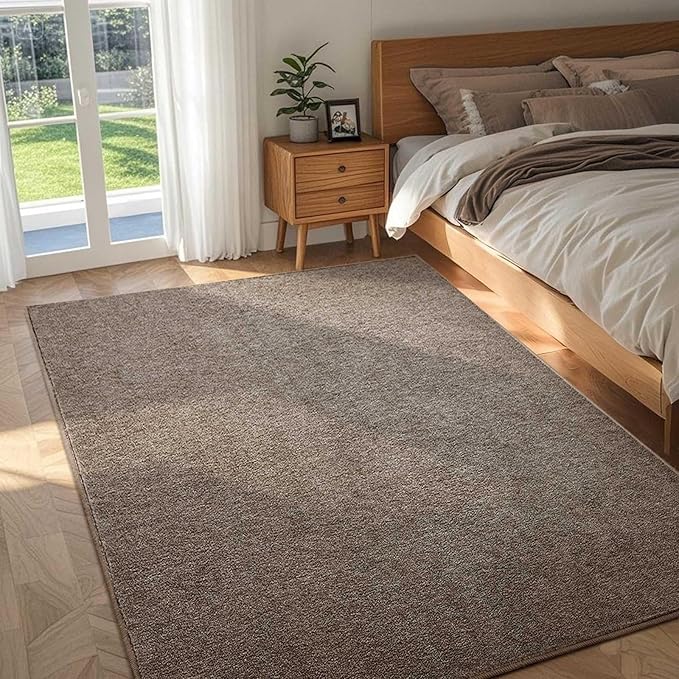 FinRèc 4x6 Washable Area Rugs for Bedroom Living Room, Low Pile Thin Rug Solid - Image 2