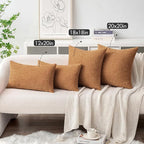 MIULEE Pack of 2 Brown Throw Pillow Covers 20x20 Inch Soft Chenille Pillow - Image 4