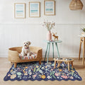 2x5 Washable Hallway Runner Rug: Stain Resistant Floral Scalloped Kitchen Rug by HYHAOYUNLAI