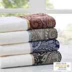 Madison Park Aubrey Cotton Bath Towel Set Jacquard, 6 Piece, Blue/Brown