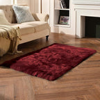 duduta Burgundy Faux Fur Rug 3x5 ft - Image 6