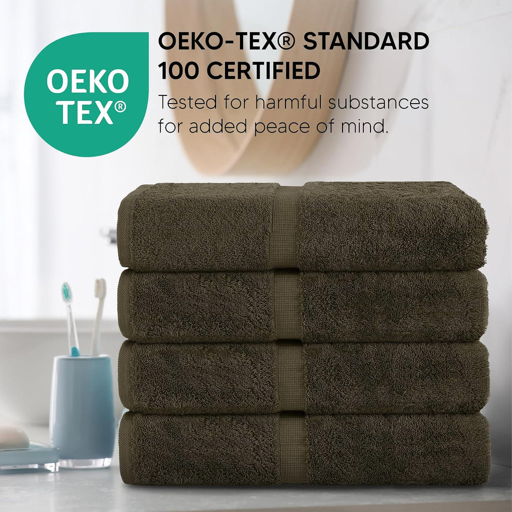 Chakir Turkish Linens 100% Cotton 4-Pack Bath Towels 30x60, Cocoa
