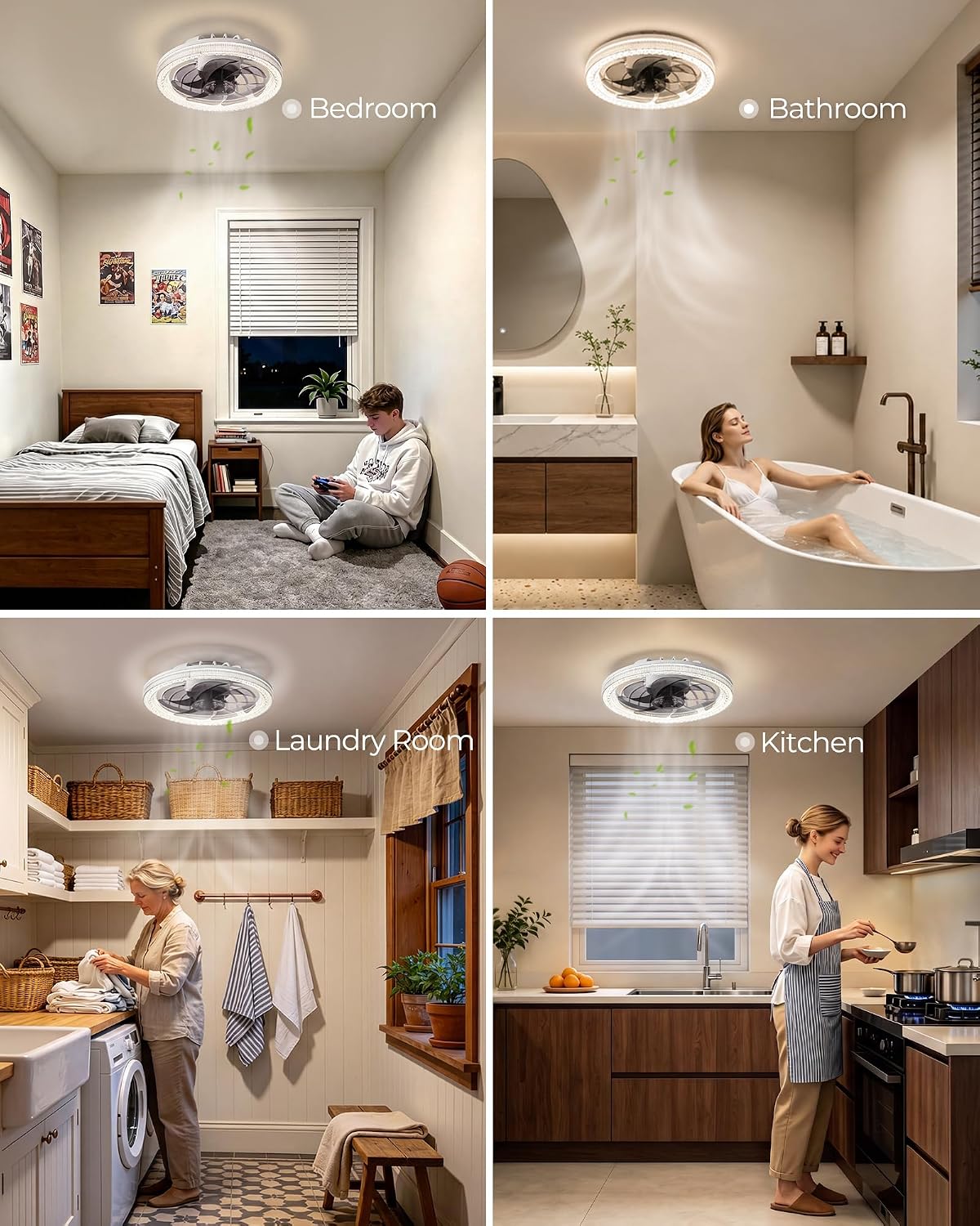 Socket Ceiling Fan Light with Remote and Extender, Small Light Bulb Fan