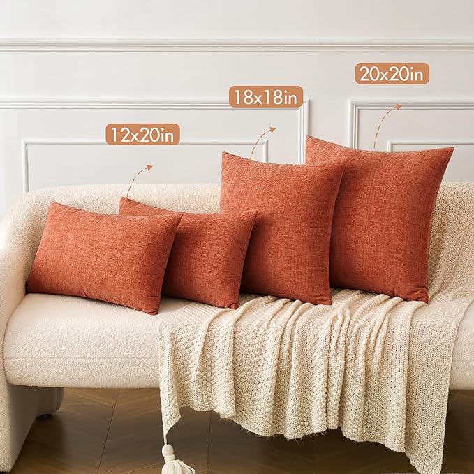 MIULEE Pack of 2 Couch Throw Pillow Covers 18x18 Inch Soft Burnt Orange - Image 4
