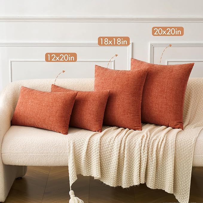 MIULEE Pack of 2 Couch Throw Pillow Covers 12x20 Inch Soft Burnt Orange - Image 4