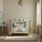 Creative Co-Op Cotton Knit Baby Blanket with Botanical and Animal Motifs, Multicolor