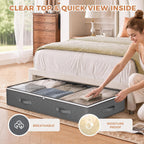 Budding Joy 60L Under Bed Storage Containers, 4 Pack Closet Organizers Grey