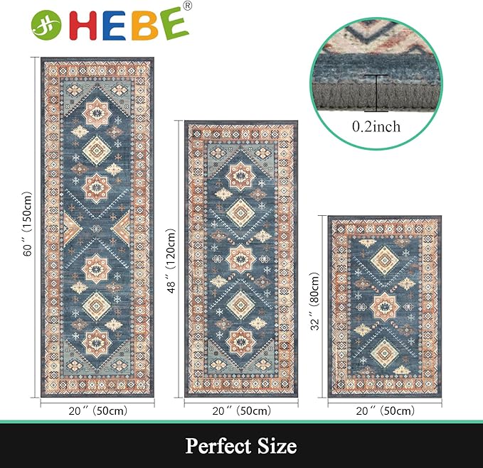 HEBE Boho Kitchen Rug Sets 3 Piece - Image 2