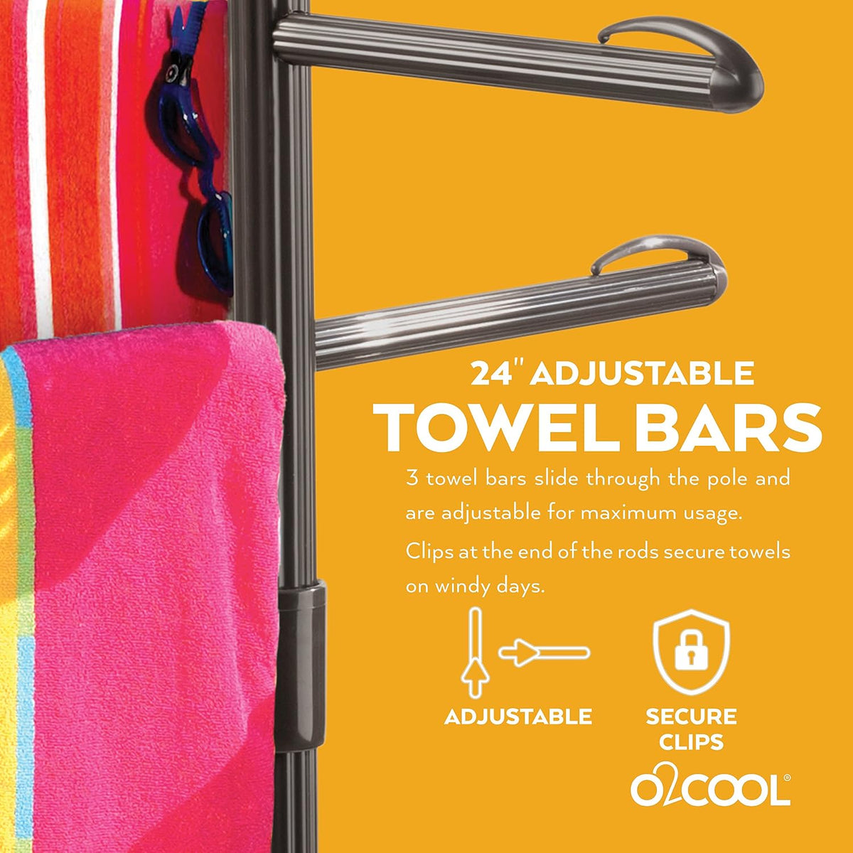 O2COOL Pool & Spa Valet Adjustable Patio Towel Holder Weighted Bronze