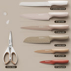 Astercook Knife Set, 13 Pieces Kitchen Knives Set with Healthy Anti-Rust Coating, Dishwasher Safe, Stainless Steel Chef Knife Sets with 6 Blade Guards, Perfect Holiday Gifts for Kitchen