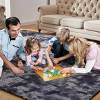 KNZE 9X12 Feet High Pile Tie-Dye Rug, Dark Grey, Area Rug - Image 2