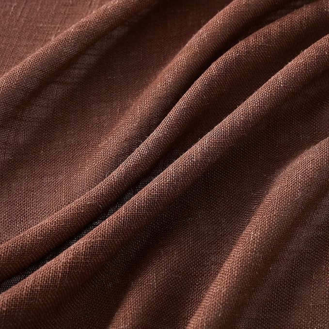 MIULEE Chocolate Brown Linen Curtains 96 Inch Long - Image 4