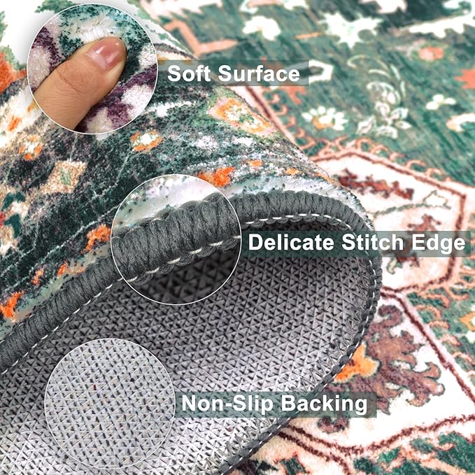 Yamaziot Washable Runner Rug, 2x6 Non-Slip Boho Vintage Hallway Rug Runner - Image 3