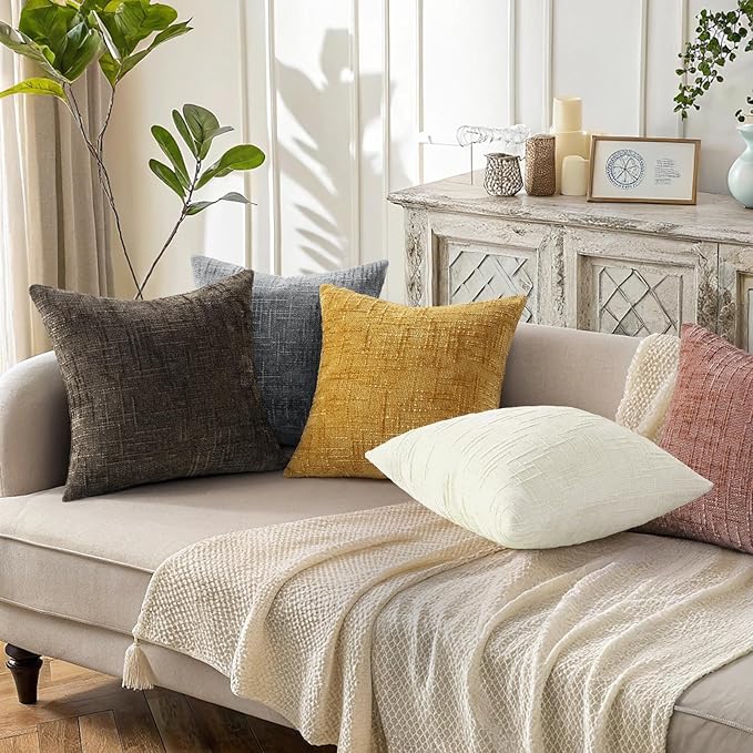 decorUhome Summer Pink Chenille Throw Pillow Covers 12x20 Set of 2 Textured - Image 5