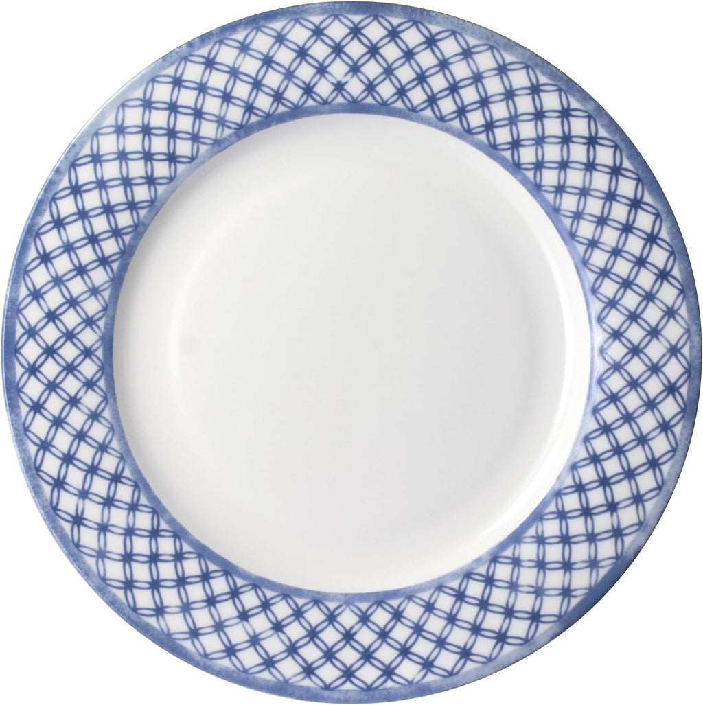 Mikasa Kiley Bone China Lightweight Chip Resistant 16 Piece Dinnerware Set, Service for 4,Blue and White