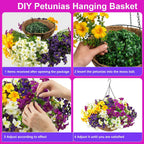 Daynight 2 Set Artificial Outdoor Hanging Baskets with 24 Pcs Petunias