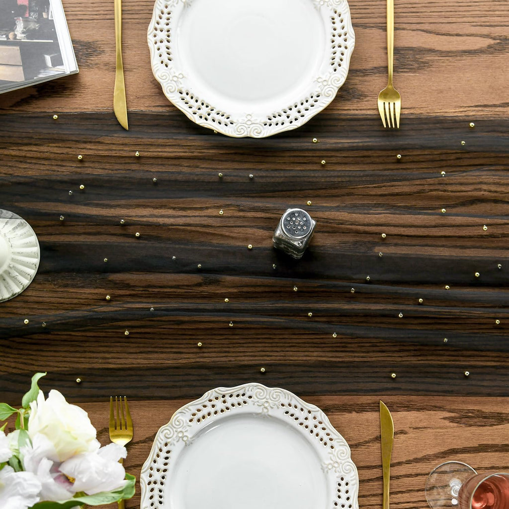 Artoid Mode 6-Pack Pearl Black Gauze Table Runner 10FT Home Decor