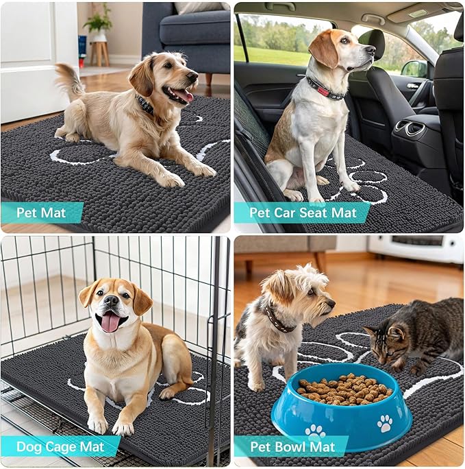 OLANLY Dog Door Mat for Muddy Paws 44x24, Paw Print Design, Absorbs Moisture - Image 7