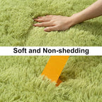 Soft Runner Rugs for Bedroom Hallways, 2x4 Grass Green Fluffy Shag Throw Area - Image 3