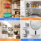 BasicForm 4 Pack Metal Kitchen Inside Cabinet Door Organizer, Adhesive Lid Organizers Cabinet Door Storage for Tupperware Lid, Storage Holder Basket for Kitchen Wall Mounted (Black)