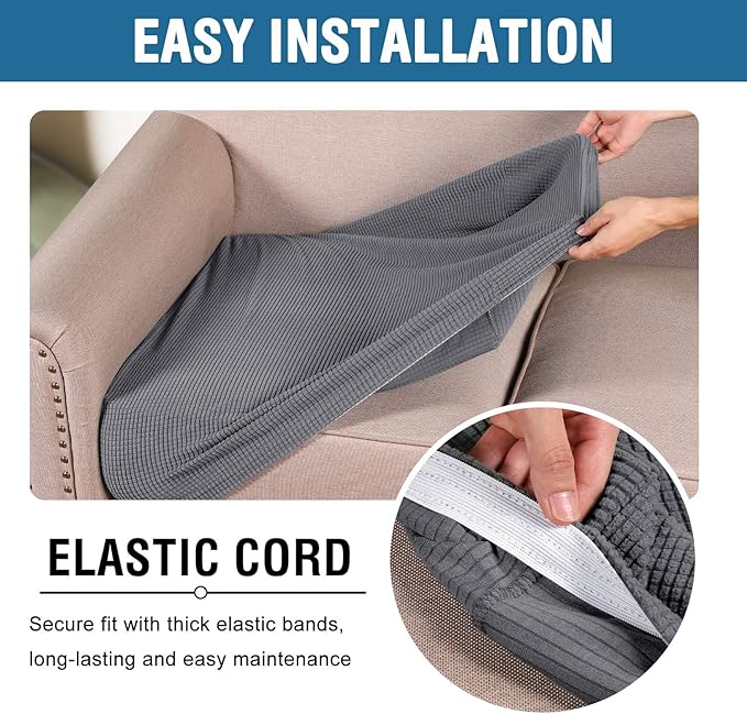 H.VERSAILTEX High Stretch Individual Seat Cushion Covers 3 Pack Thick Jacquard - Image 6