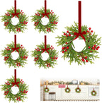 6 Pack Mini Christmas Wreaths for Kitchen Cabinets,with Ribbon Bows Berry