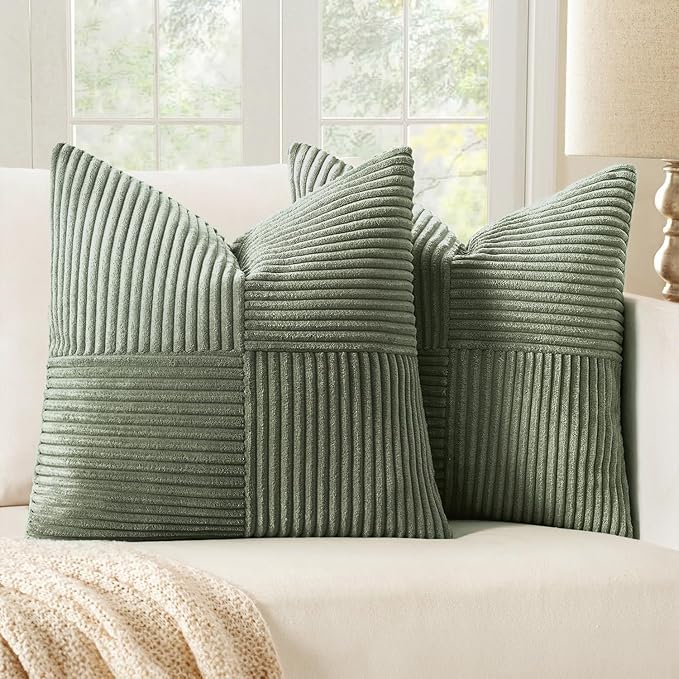 MIULEE Light Olive Green Decorative Throw Pillow Covers 18x18 Inch by MIULEE