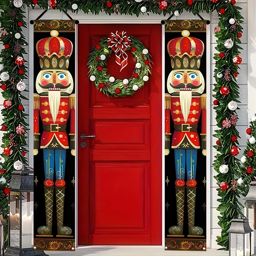 BlissYard Nutcracker Christmas Porch Banner Decorations 71 x 12 Inch Soldier Model Nutcracker Banners Front Door Hanging Banner Entryway Xmas Winter for Wall Fireplace Party Holiday Home Kids Decor