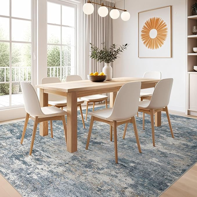 Nakagishi 9x12 Area Rugs Living Room: Washable Abstract Large Neutral Soft Rug - Image 6