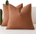 Foindtower Decorative Textured Boucle Throw Pillow Cover 26x26 Burnt Orange