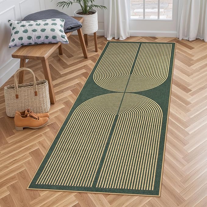 Lahome Enfys Modern Rainbow Easy Jute Entryway Runner Rug, Washable Carpet by Lahome