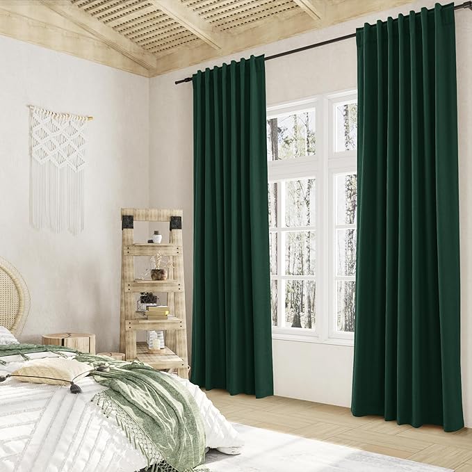 Guken Dark Green 100% Blackout Curtains 96 Inch Length 2 Panels Set - Image 8
