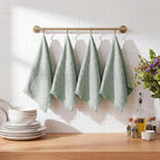 4 Pack Boho Hand Towel for Bathroom Kitchen, Mint Green