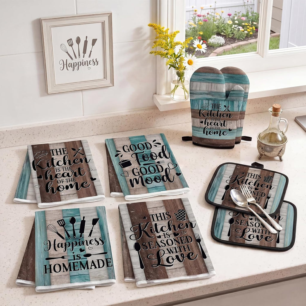 Britimes Kitchen Decor Sets, 13 Pack, Farmhouse Teal Turquoise