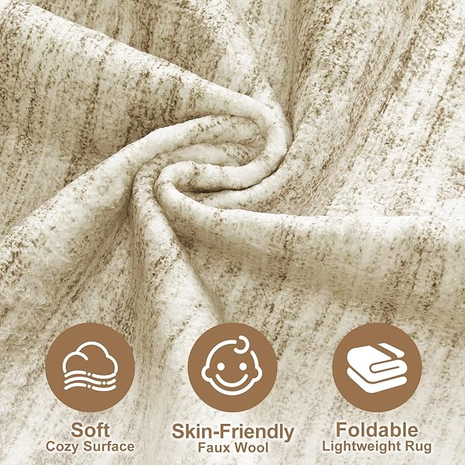 Nakagishi 5x8 Area Rugs Living Room: Washable Large Vintage Rug Neutral - Image 3