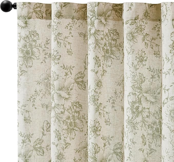 jinchan Linen Blend Floral Curtains - Image 9