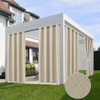 Linen Outdoor Curtains for Patio Waterproof 4 Pcs 54x84 In Cream