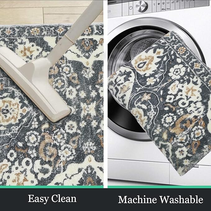 HEBE Hallway Runner Rug 2'x6' Washable Vintage Distressed Area Rugs Non Slip - Image 5