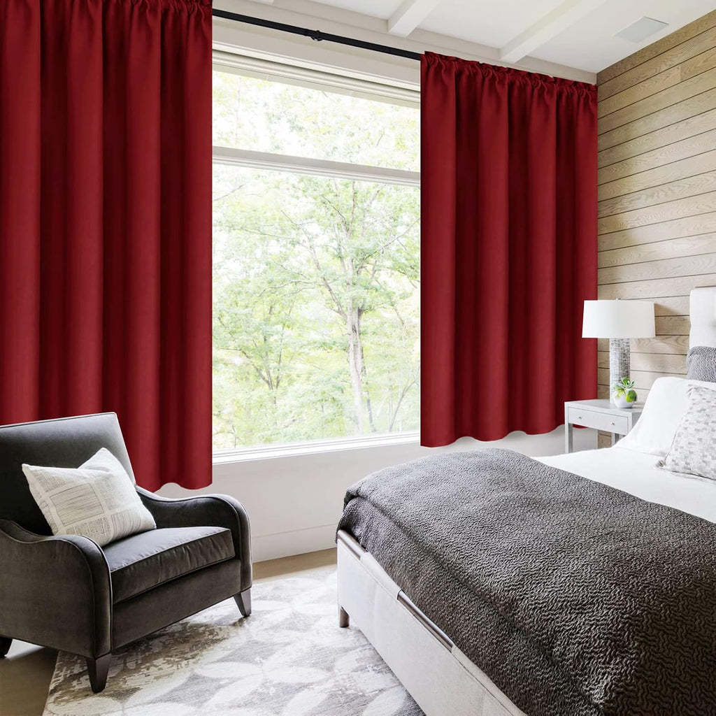 DWCN Blackout Curtains for Bedroom Living Room 42 x 63 Inch Long Burgundy