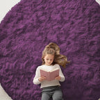 OLANLY Dark Purple Round Rugs for Bedroom by OLANLY