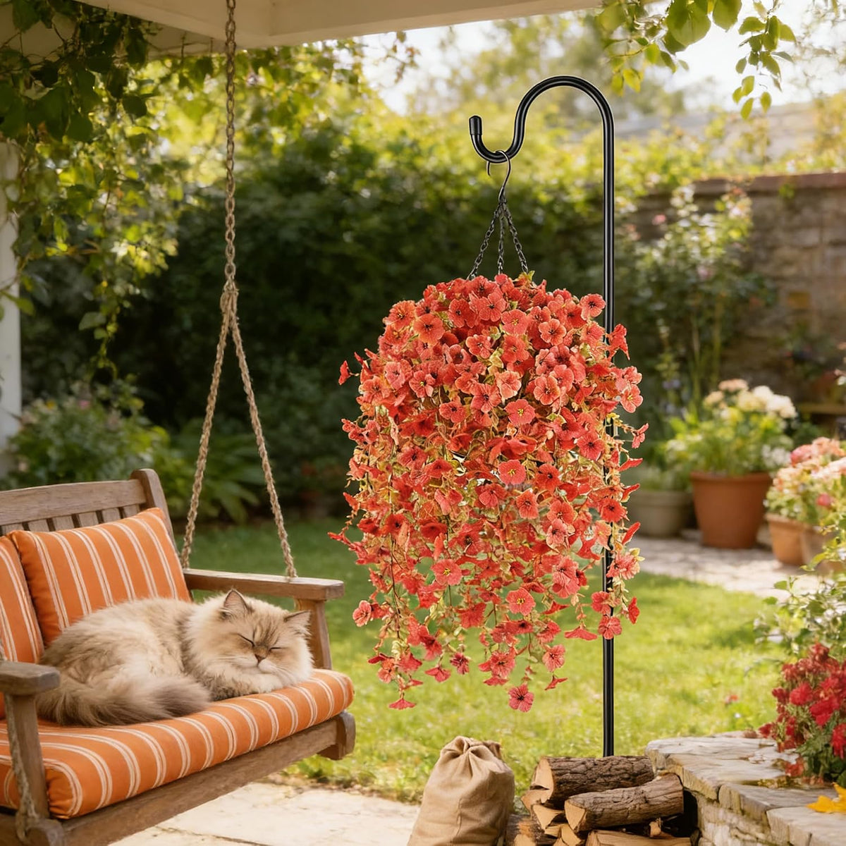 Artificial Fall Flowers for Outdoors UV Resistant Fake Mums Orange Decor