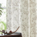 jinchan Linen Floral Curtains for Living Room 84 Inch Length Taupe Printed by JINCHAN