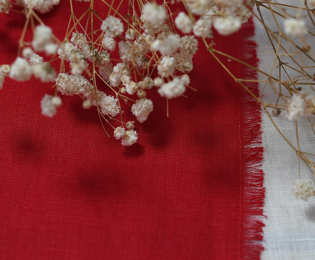 Christmas Table Runner with Fringe Red 14x72 Inch