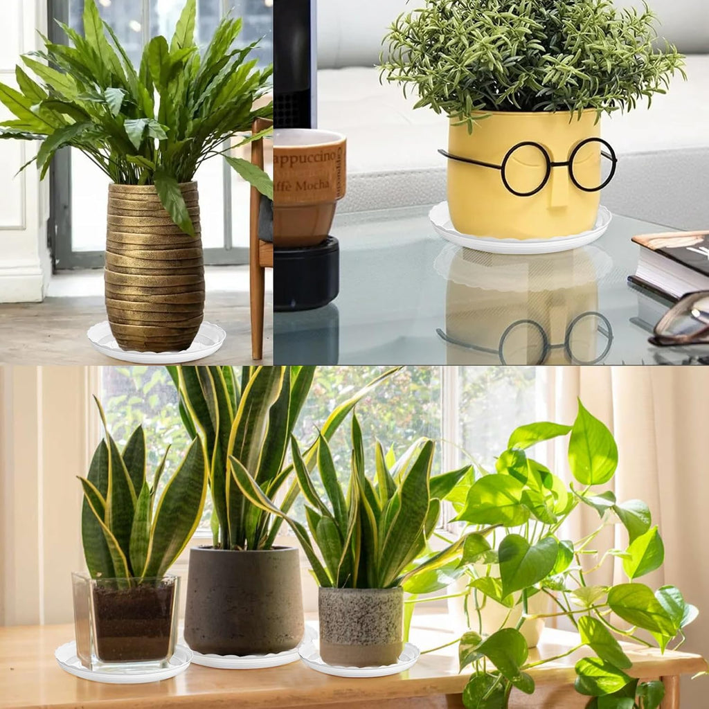 15 Pcs Plastic White Round Wave Plant Saucer,6 Inch/8 Inch/10 Inch,Durable Duty Flower Plant Pot Drip Tray Container for Home Garden Indoor and Out Door Plant