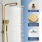 Taplong Outdoor Shower Kit Exposed Bathroom Shower Faucet Set Brushed Gold