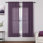 Plum Linen Curtains for Living Room 63 Inches Long 2 Panel Set Light Filtering by Nanspring
