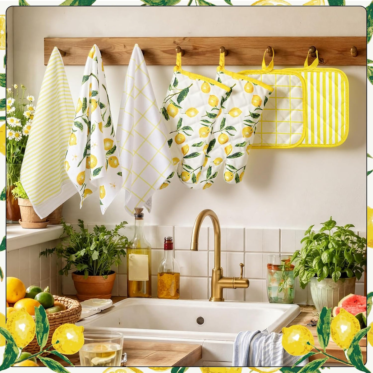 Tigeen 8-Pack Lemon Kitchen Decor Set Lemon Kitchen Accessories