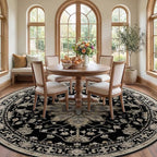 Area Rugs 8ft Washable Non-Slip, Floral Vintage Distress Print Pattern - Image 2